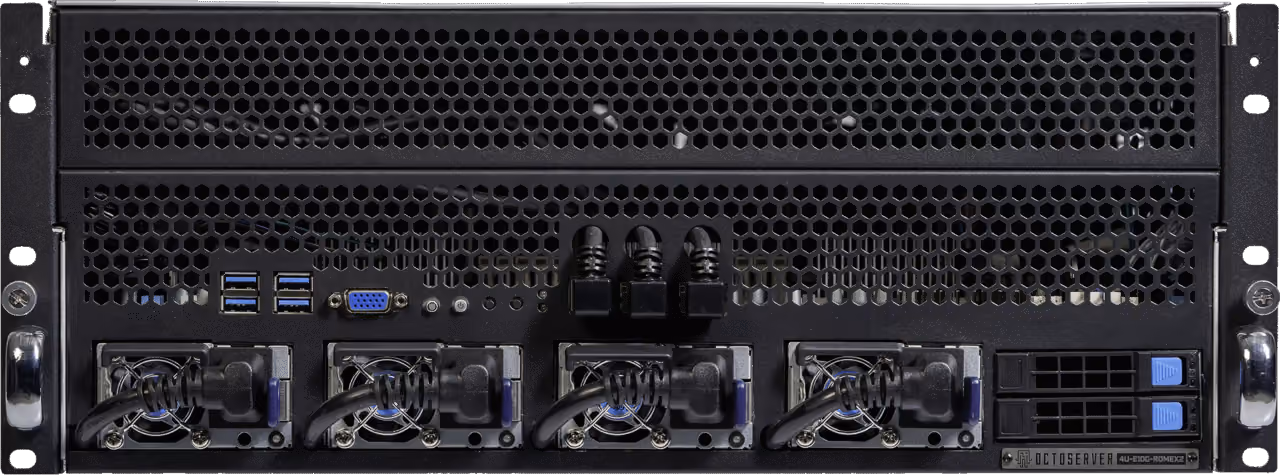 Rear view of the 4U OEM multi-GPU server platform proposed for Business 128