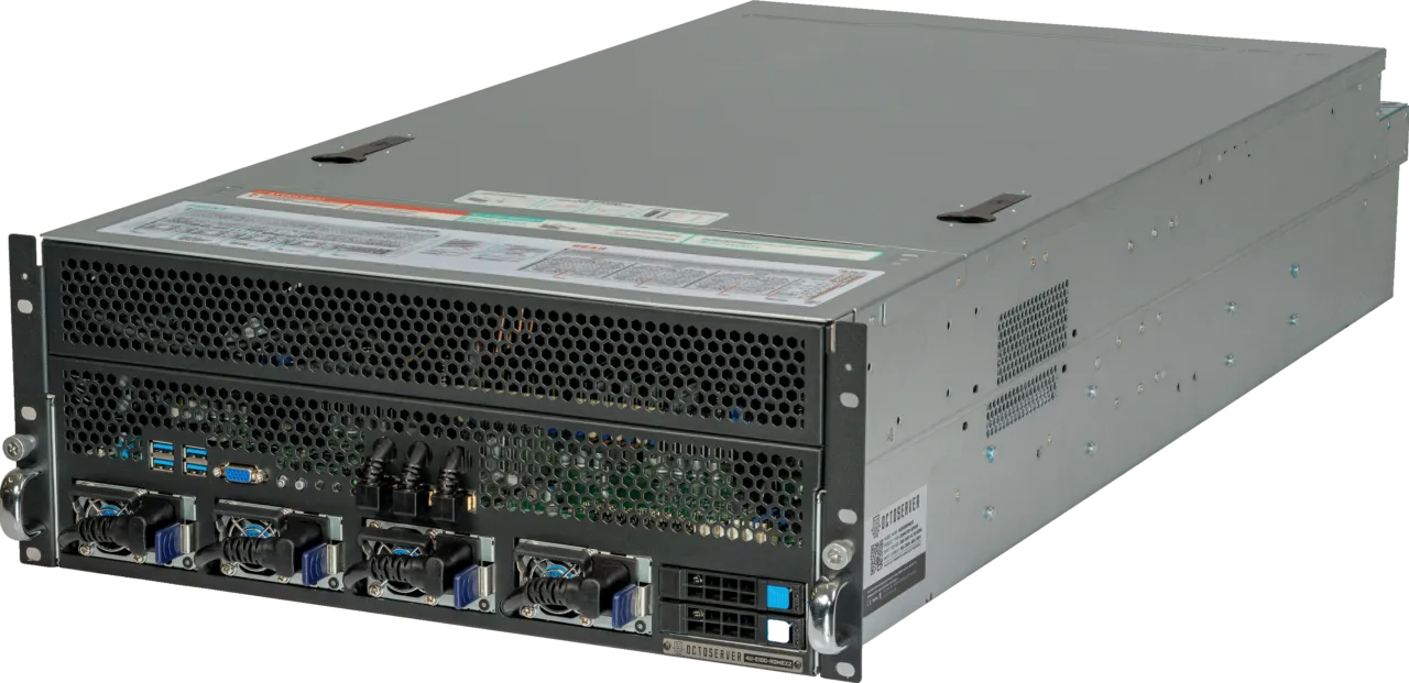 Three-quarter supplier render of a 4U OEM multi-GPU rack server