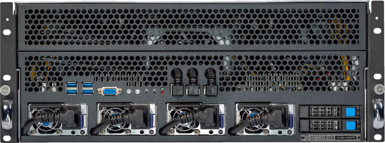 Rear view of the 4U PCIe 5.0 OEM server platform proposed for Sovereign 192